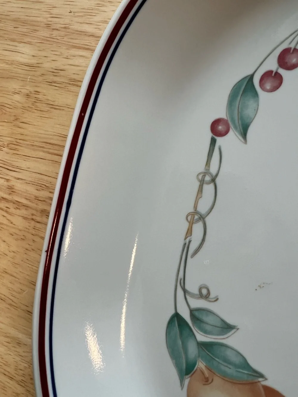 Corelle Abundance Serving Platter with Fruit Wreath and Red-Blue Rim